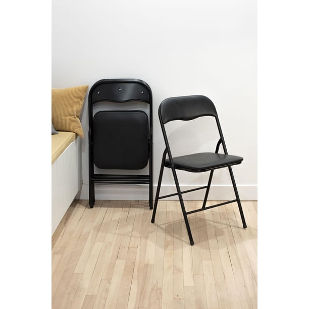 Enduro Black Padded Vinyl Folding Chair, 18 '' x 17.3'' x 30.7
