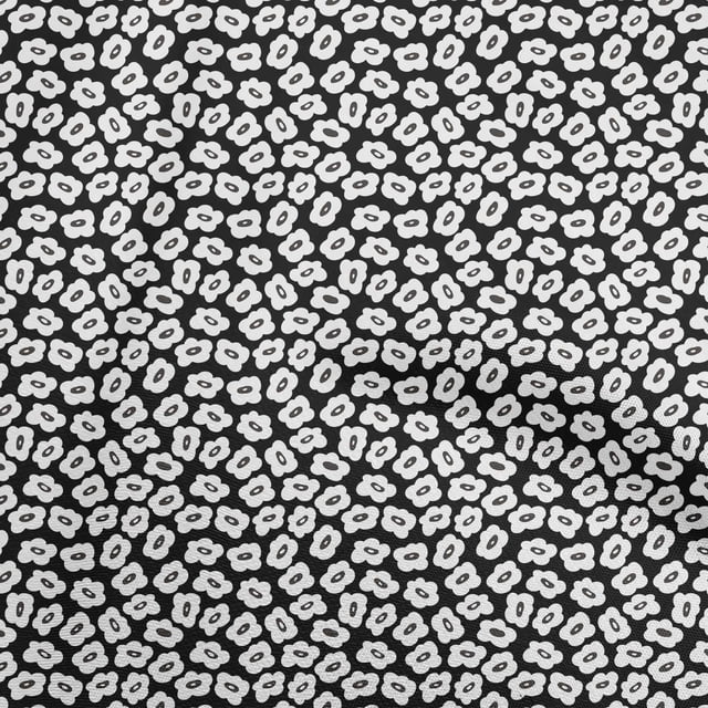 oneOone Coton Flex Noir Tissu Floral Matière de Robe Tissu Imprimé Tissu au Mètre 40 Pouces de Large