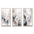 thumbnail image 2 of Designart "Grey Flowers Delicate V" Floral Framed Wall Art Set Of 3 - White Floral Frame Canvas Set For Living Room Decor, 2 of 6