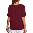 thumbnail image 3 of Timegard Hauts pour Femmes Plissés Col Rond Bouton Arrière Manches Courtes Blouse Décontractée Ample Couleur Unie Été, 3 of 6