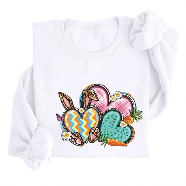 EGNMCR Easter T-Shirt Imprimé Femmes T-Shirts Graphiques Femmes Chemises Femmes Col Rond Easter Haut à Manches Longues Imprimé Chandails Femmes T-Shirts