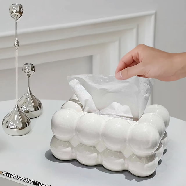 Openpig Tissue Box White Minimalist Design for Home Décor, Fireplace, Bedroom, Kitchen, Living Room, Centerpieces