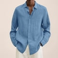 thumbnail image 1 of EGNMCR Chemises à Manches Longues pour Hommes Automne Mode Décontractée Couleur Unie Bouton Col Rabattu Hauts Blouse Confortable Coton Chemises de Travail de Bureau, 1 of 5