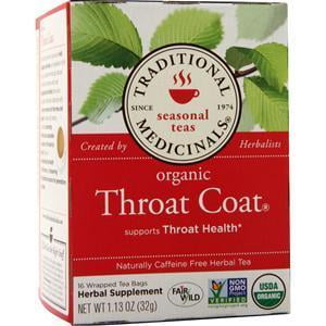 Traditional Medicinals - Organic Throat Coat Herbal Tea Original with Slippery Elm - 16 Tea Bags