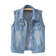 thumbnail image 2 of XZNGL Veste en Denim Femme Manteaux de Printemps et d'Automne Unie Sans Manches Veste en Denim Manteau, 2 of 4