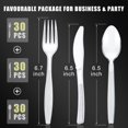thumbnail image 2 of Plastic Cutlery Set 90 Pieces,30 Plastic Forks,Knives and Plastic Spoons,Reusable Plastic Cutlery Transparent and Robust Cutlery Sets for Birthday Party Barbecue Party Wedding ect (Transparent), 2 of 7