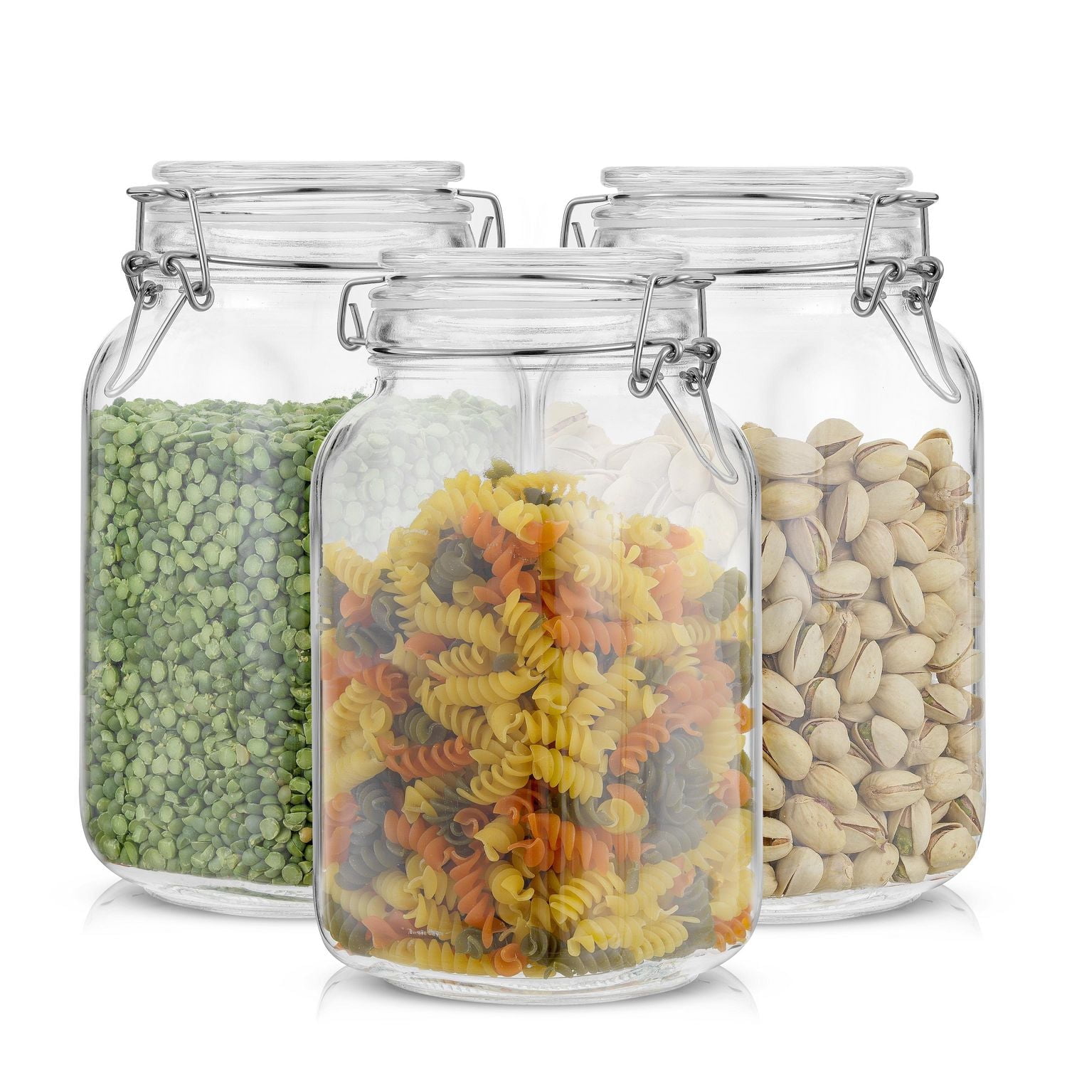 Pots de Rangement Hermétiques en Verre avec Couvercles en Silicone - 50 oz - Ensemble de 3