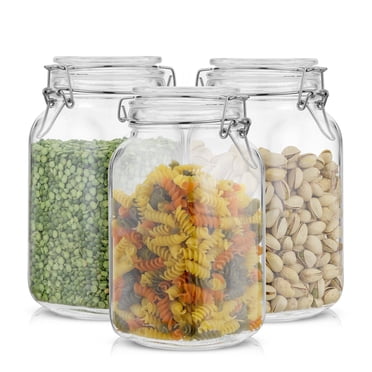 Airtight Glass Jars Storage Cannister with Silicone Seal Lids - 50 oz - Set of 3