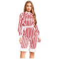 thumbnail image 1 of vastwit Combinaison Rayée Clown Cirque Méchant pour Femmes Manches Longues Shorts Combinaisons Costumes Halloween Blanc Rouge G, 1 of 5