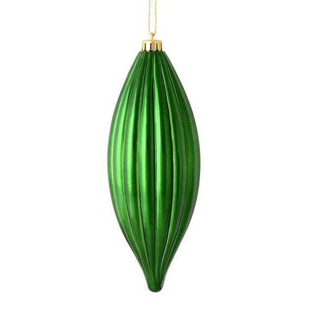 Vickerman M183224S 8 in. Emerald Shiny Line Finial Ornament 4 per Bag