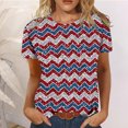 thumbnail image 1 of Blouse d'Été Grande Taille à Manches Courtes pour Femmes, T-Shirts d'Été Décontractés à Col Rond à Manches Courtes, Imprimé Drapeau, Coupe Ajustée, Hauts Basiques, Tees, Blouses, T-Shirt à Col en V pour Femmes en Liquidation, 1 of 6