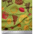 thumbnail image 1 of Soimoi Poly Georgette Tissu Champignon, Raisins & Tissu d'Impression Frais par la Cour 52 Pouces de Large, 1 of 3
