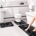 thumbnail image 4 of Czzoypi 3 Piece Bathroom Rug Setu-Shaped Contour Rug, Mat and Toilet Lid Cover,Water Absorbent Soft Microfiber Shaggy Bathroom Mat,For Tub, Shower, Bath Room,Machine Washable, 4 of 7