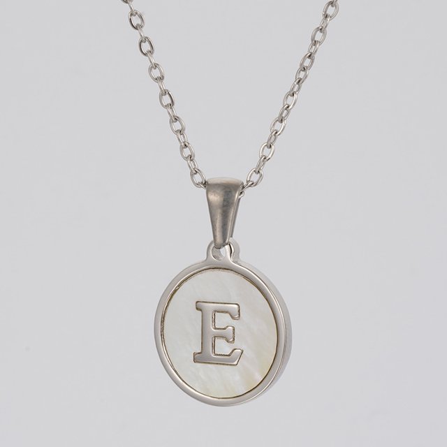 Colliers, Collier Lettre Coquille Mignonne pour Filles, Pendentifs Pièce pour Filles en Acier Inoxydable Colliers Initiale pour Femmes Bijoux Rond