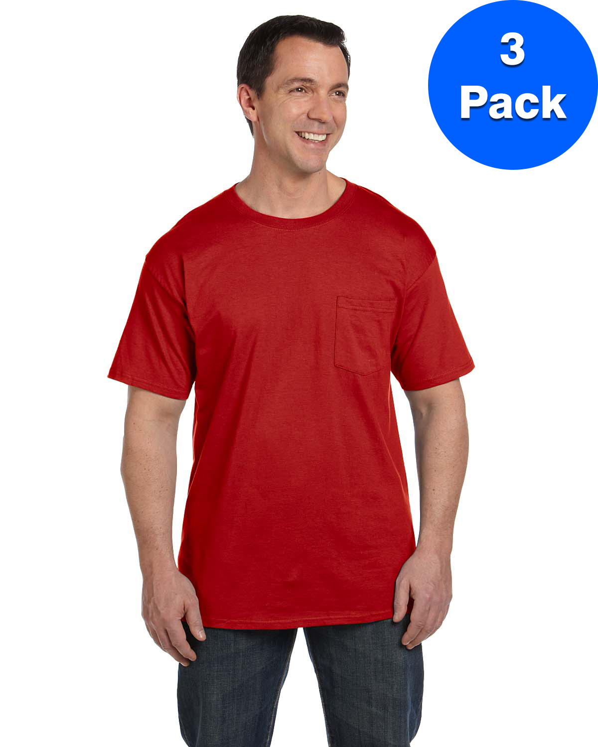 Hanes Men's Beefy-T with Pocket - 5190P (Pack Of 3)
