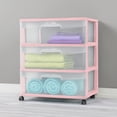 thumbnail image 3 of Sterilite Wide 3 Drawer Cart, Pink, 3 of 6