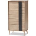 thumbnail image 1 of Baxton Studio Lisen Commode Moderne à 5 Tiroirs en Chêne Clair et Gris, 1 of 10