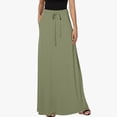 thumbnail image 2 of FAIWAD Women's Elastic High Waisted Maxi Skirt Drawstring Loose Casual Basic A-Line Skirts with Pockets, 2 of 8