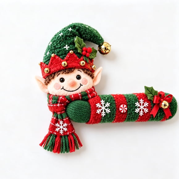 Christmas Knitted Door Handle Cover, Soft Festive for Front Door Lever Handles