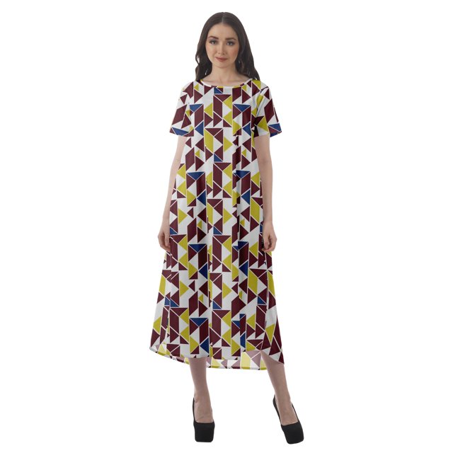 Moomaya Tunique à Manches Courtes pour Femmes, Robes de Cocktail en Coton Flex Imprimées