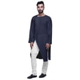 thumbnail image 1 of Atasi Button Down Asymmetrical Kurta For Men Solid Long Sleeve Kurta For Men, 1 of 6