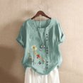 thumbnail image 1 of Levmjia Hauts Chemises pour Femmes Grande Taille Liquidation Été Femmes Décontracté Grande Taille Col Rond Imprimé Ample Tunique à Boutons Chemise Blouse Hauts, 1 of 3