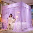 thumbnail image 4 of Princess Style Bed Canopy, Usavan Elegant Lace Ruffled Mosquito Net, Three Door Floor Length Polyester Bed Curtain for Bedroom Decoration, 4 of 6
