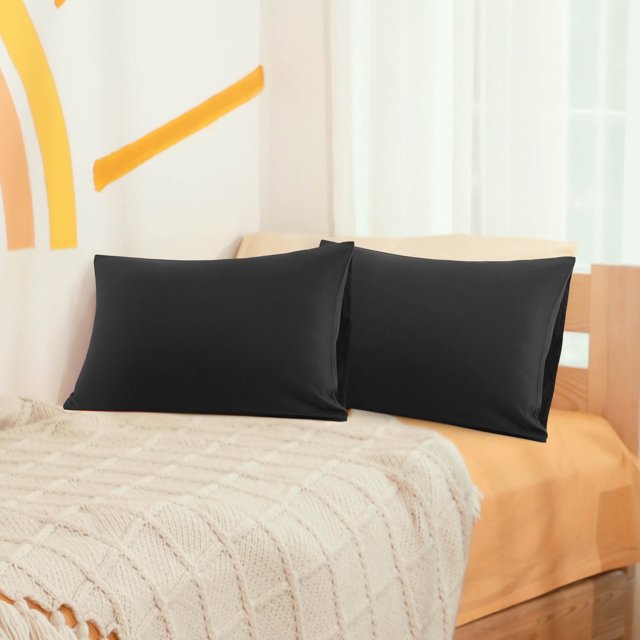 REGALWOVEN Soft Microfiber Pillowcases Set of 2 Pillowcases Non-Standard Black 14"x20"