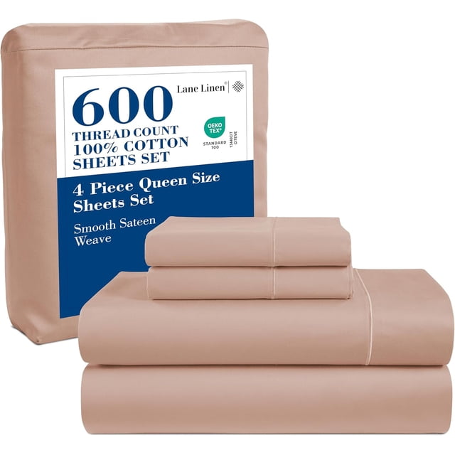 Softest Cotton Sheets Double Sheet Set Pc Set Thread Count Sateen Bedding Deep Pocket Sheets Cooling Sheets Double Size Sheets Breathable Bed Set ()