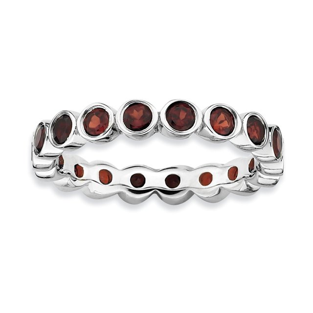 Sterling Silver Stackable Expressions Garnet Ring Size 6