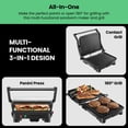 thumbnail image 4 of Chefman 3-in-1 Panini Press & Grill, 4-Slice Non-Stick, Opens Flat - Stainless Steel, New, 4 of 9