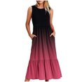 thumbnail image 2 of 2024 Longues Robes Maxi à Bretelles Spaghetti pour Femmes Été, Robes Maxi Sans Manches à Dégradé pour Femmes Grande Taille, Robes d'Été Décontractées à Col Rond pour la Plage, Robe Maxi Fluide à Étages pour Femmes, 2 of 5
