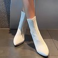 thumbnail image 3 of B91xZ Womens Platform Shoes Block Heel Ankle Boot Slip-On Pointed Toe Chunky Heel Booties Elastic Sides Boots,White 7.5, 3 of 5