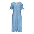 thumbnail image 4 of Babysbule Liquidation Robes d'Été pour Femmes, Mode Femmes Décontractée Ample Imprimé Papillon Col en V Manches Mi-Longues Boutons Poches Robe Longue, 4 of 5