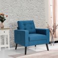 thumbnail image 2 of Costway Modern Accent Armchair Upholstered Single Sofa Chair w/ 2-Side Pockets Navy, 2 of 10