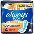thumbnail image 2 of Always Maxi Overnight Pads without Wings for Women, Size 4, Overnight Absorbency, Unscented, 28 Count, 2 of 17