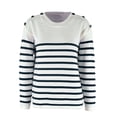 thumbnail image 1 of Yuyuzo Pull d'Automne pour les Femmes à Manches Longues Bouton Col Rond à l'Épaule Pull en Tricot à Rayures Casual Tops, 1 of 6