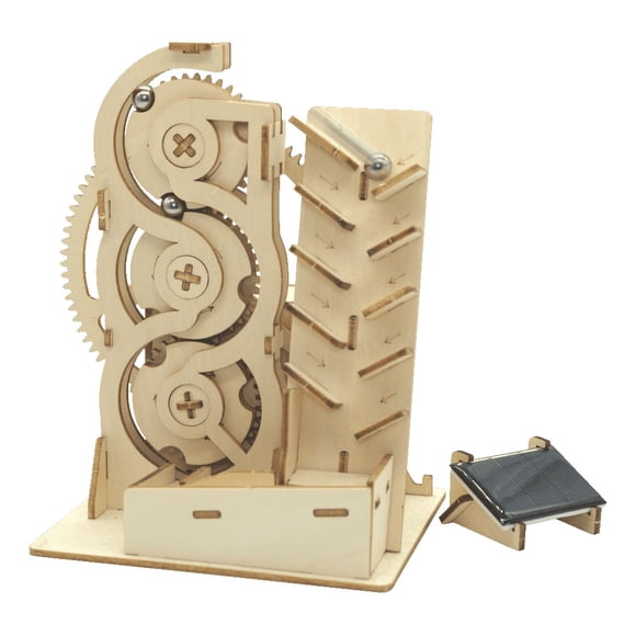 Flip Toys Solar Powered Wooden Marble Run – Zig Zag, STEM Toy Kit for ages 8 & Above