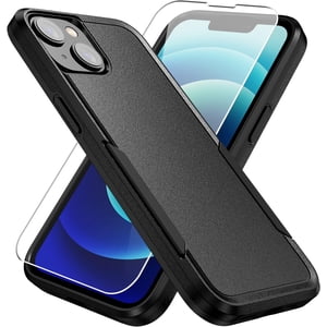 Heavy Duty Phone Case Designed for Apple iPhone 15 Case with 1Pc Tempered Glass Screen Protector, Shockproof Dropproof Anti-Scratch Phone Case Cover for Apple iPhone 15,Black