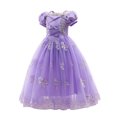 thumbnail image 2 of HAWEE Robe de Princesse Violette pour Fille Raiponce Cosplay Halloween Costume Manches Bouffantes Robes à Étages, 2 of 7