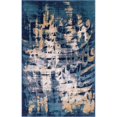 thumbnail image 1 of Unique Loom Tapis de Calligraphie Abstrait Mystique 5' x 8' Rectangle Bleu Marine/gris, 1 of 10