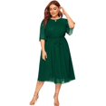thumbnail image 2 of Robe Décontractée Grande Taille pour Femmes Col Rond Manches Mi-Longues Longueur Genou Robe de Soirée, 2 of 6