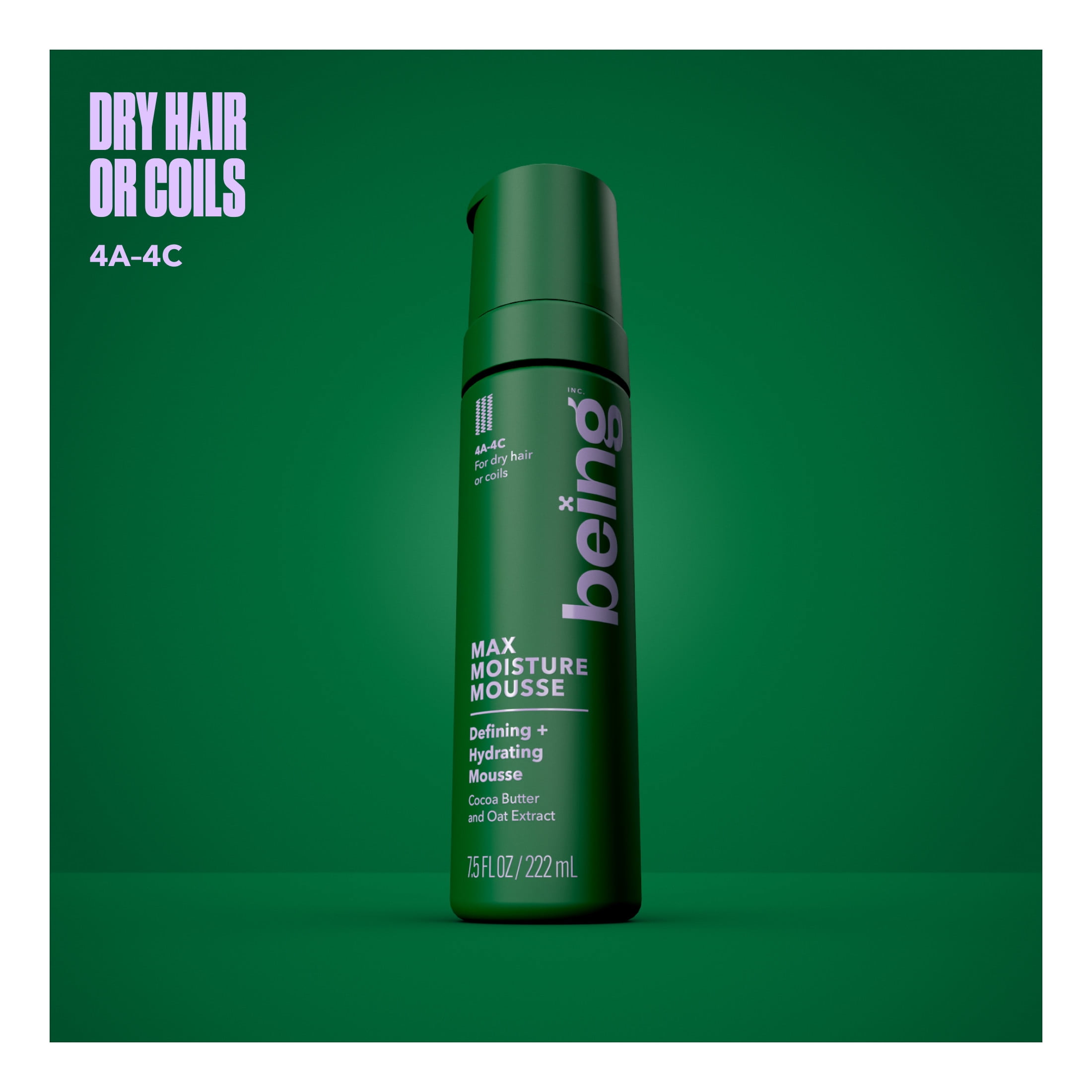 being MAX MOISTURE MOUSSE Coil Defining Foam with Cocoa Butter and Oat Extract 222mL