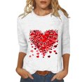 thumbnail image 1 of Penkiiy Chemises à Manches 3/4 pour Femmes, T-Shirts Graphiques Imprimés Mignons, Blouses Décontractées Grande Taille, Hauts Basiques, Pull-Over, Multicolore, 1 of 5