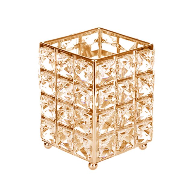 Homyl Boîte de Rangement pour Pinceaux de Maquillage en Cristal pour Commode Or