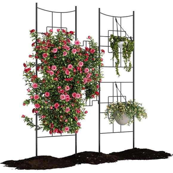 YUSAZENS 2+1 Black Baroque Style Iron Garden Screen Panel Decorative Privacy Fence Screen for Outdoor Backyard Patio Landscape Decor- 1 Piece