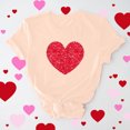 thumbnail image 1 of Meichang T-Shirts de la Saint-Valentin pour Femmes Hauts Mignons Imprimé Cœur Hauts Mignons Col Rond Manches Courtes Décontracté T-Shirts de Vacances Saint-Valentin, 1 of 6