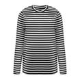 thumbnail image 4 of Aocisk T-Shirts à Blocs de Couleur Rayés pour Femmes, Manches Longues, Col Rond, Coupe Régulière, T-Shirts Décontractés, Confortables pour l'Automne, Hauts Gris G, 4 of 6