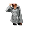 thumbnail image 3 of Women Zip Up Hooded Jacket Long Sleeve Waterproof Lightweight Jacket Outdoor Drawstring Jackets Windbreaker, 3 of 8