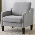 thumbnail image 1 of Ktaxon Accent Chair with Thick Cushion, Mid-Century Modern Single Sofa Linen Fabric Armchair for Living Room, Bedroom Light Gray2, 1 of 8